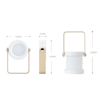Cordless LED Nightstand Light 7.6 in Wood & White USB Rechargeable Portable Reading Lamp Dimmable Touch Control Modern Accent Lighting for B