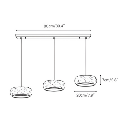 Stone Hanging Lamp 8-Inch Round Natural Travertine Shade Adjustable Drop Cord Ceiling Fixture for Kitchen Island Dining Table Room Modern Or