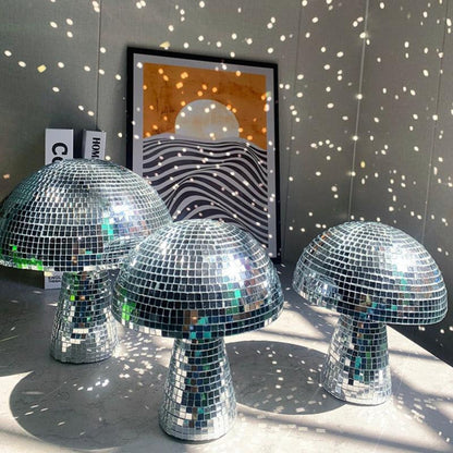 Disco Ball Mushroom Lamp Retro LED Reflective Light for Parties Bedrooms Living Rooms Home Decor Tabletop Accent Piece