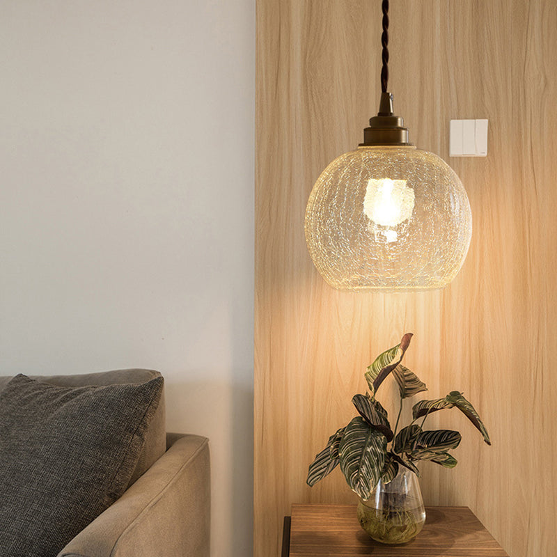 Clear Glass Hanging Lamp E27 Socket 6 in Diameter Scandinavian Style for Dining Room Kitchen Island Over Table Adjustable Cord Modern Minima