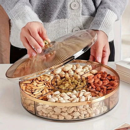 SNACKLIVA – Bandeja de aperitivos dividida con tapa de almacenamiento