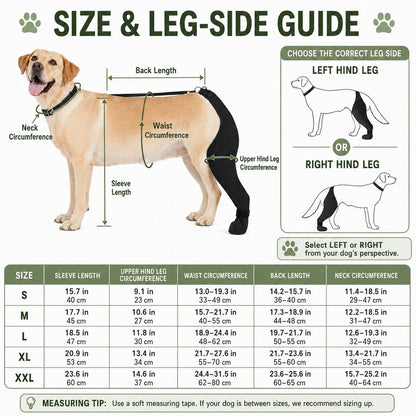 Funda de recuperación ajustable para pata trasera de perro (cubre pata cerrado)