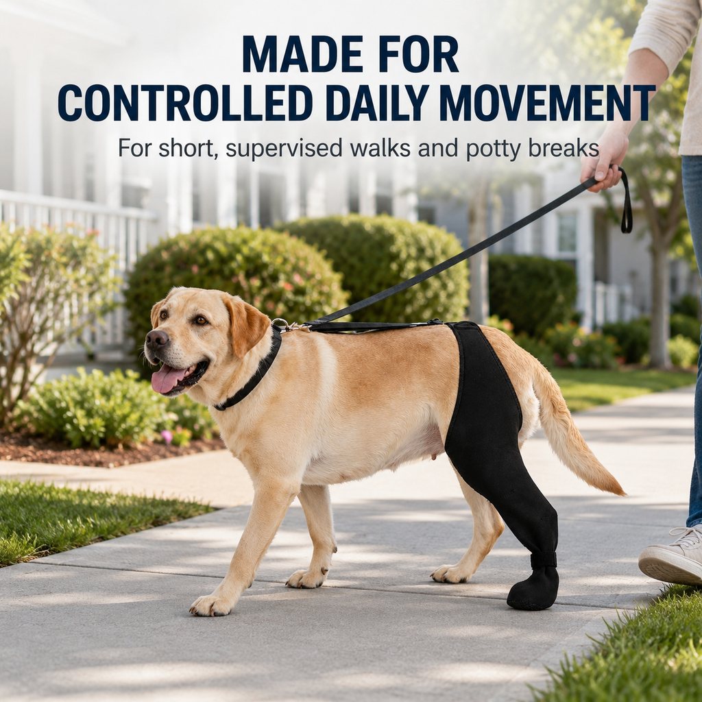 Funda de recuperación ajustable para pata trasera de perro (cubre pata cerrado)