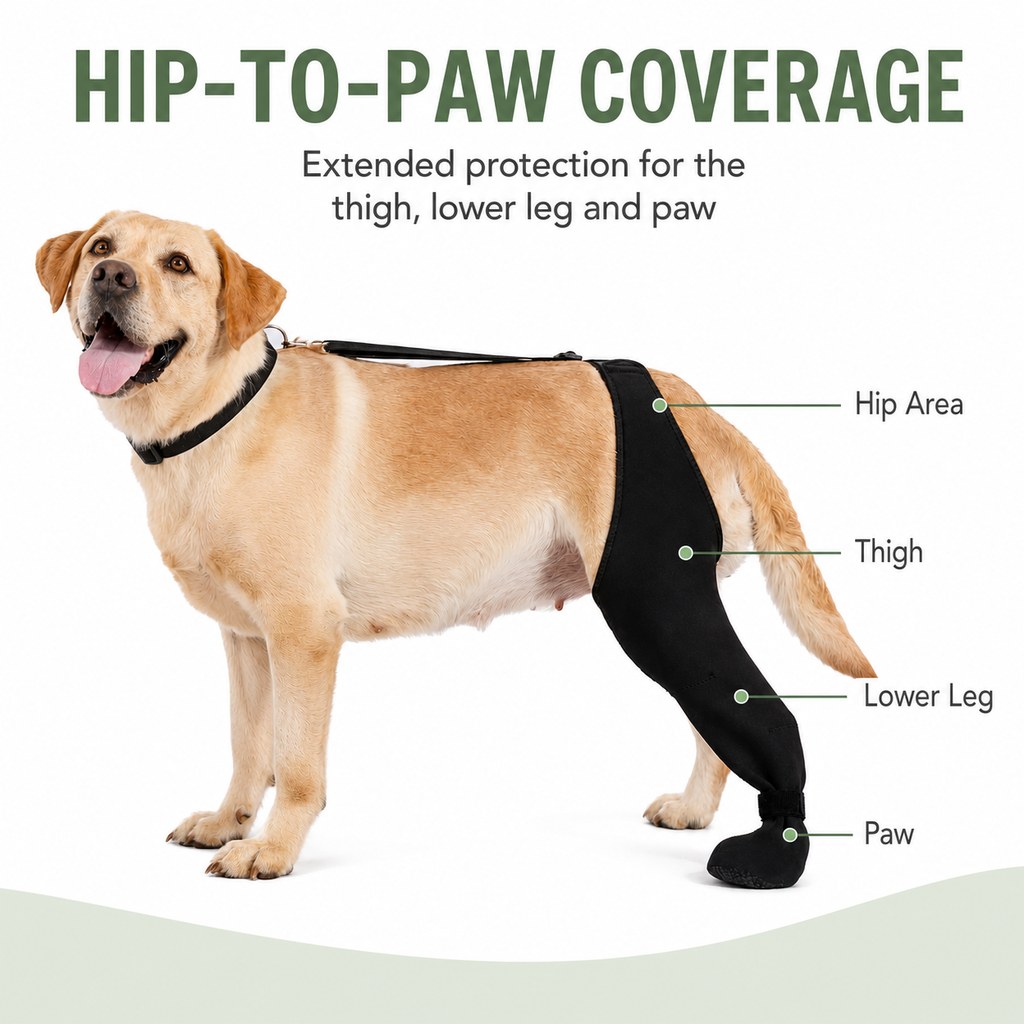 Funda de recuperación ajustable para pata trasera de perro (cubre pata cerrado)
