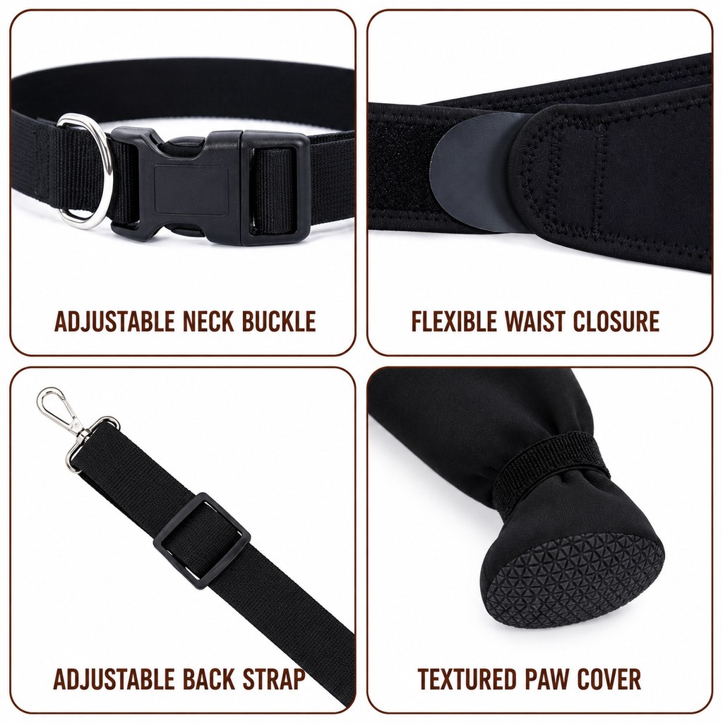 Funda de recuperación ajustable para pata trasera de perro (cubre pata cerrado)