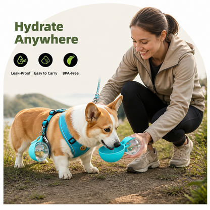 Ortekor 2-in-1 Leak-Proof Dog Water Bottle (Foldable Silicone Bowl)