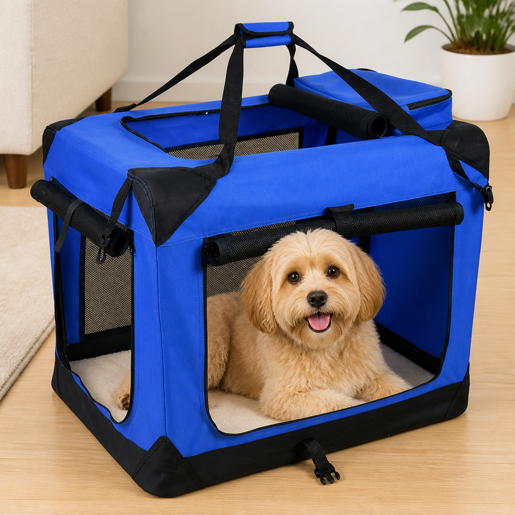 Ortekor 3-Door Foldable Soft-Sided Travel Carrier (Removable Mat)