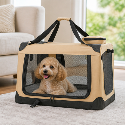 Ortekor 3-Door Foldable Soft-Sided Travel Carrier (Removable Mat)
