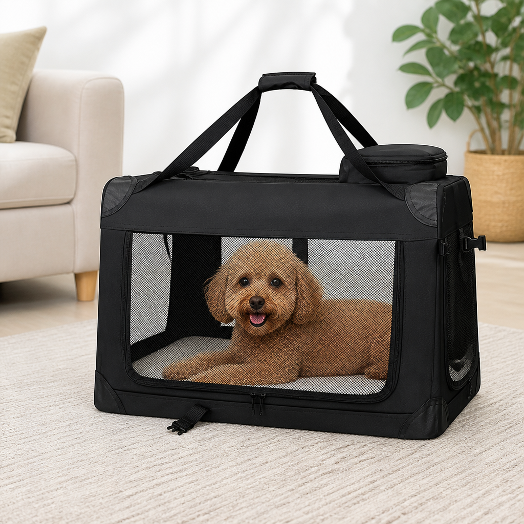 Ortekor 3-Door Foldable Soft-Sided Travel Carrier (Removable Mat)