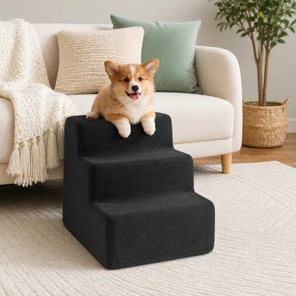 Ortekor 3-Step High-Density Foam Dog Stairs (Removable Washable Cover)