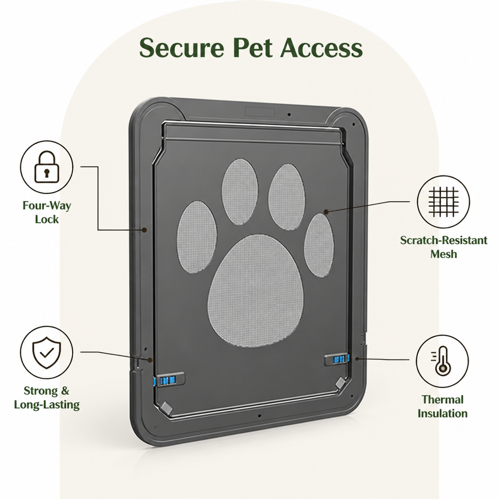 Ortekor 4-Way Lockable & Insulated ABS Pet Door