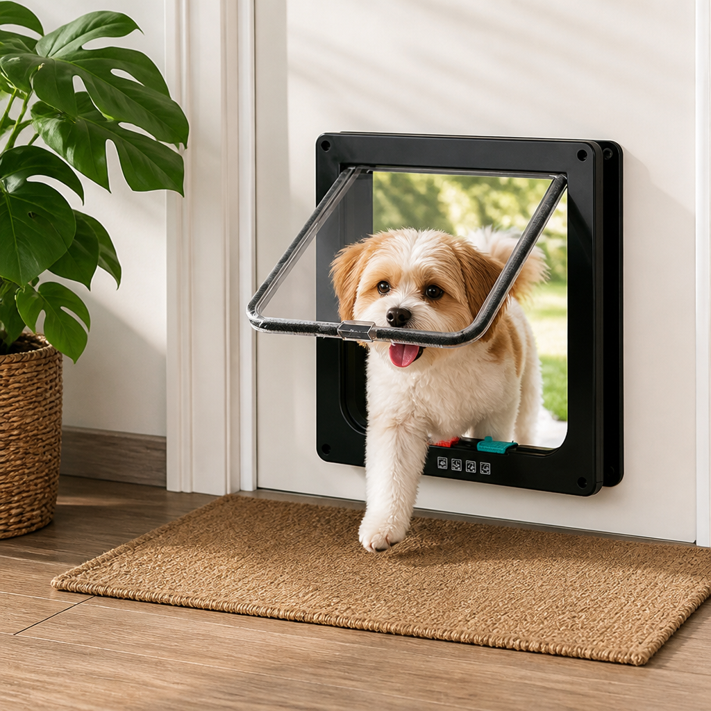 Ortekor 4-Way Security Lock & Transparent Swing Pet Door (Multiple Sizes)