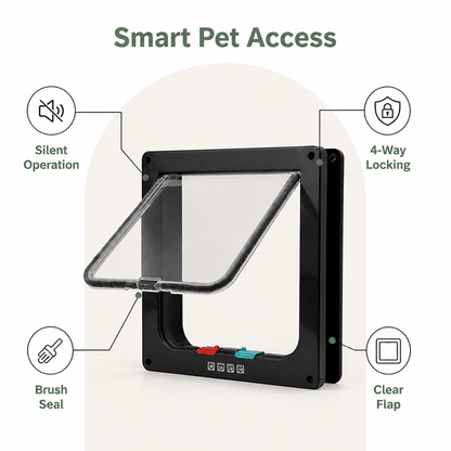 Ortekor 4-Way Security Lock & Transparent Swing Pet Door (Multiple Sizes)