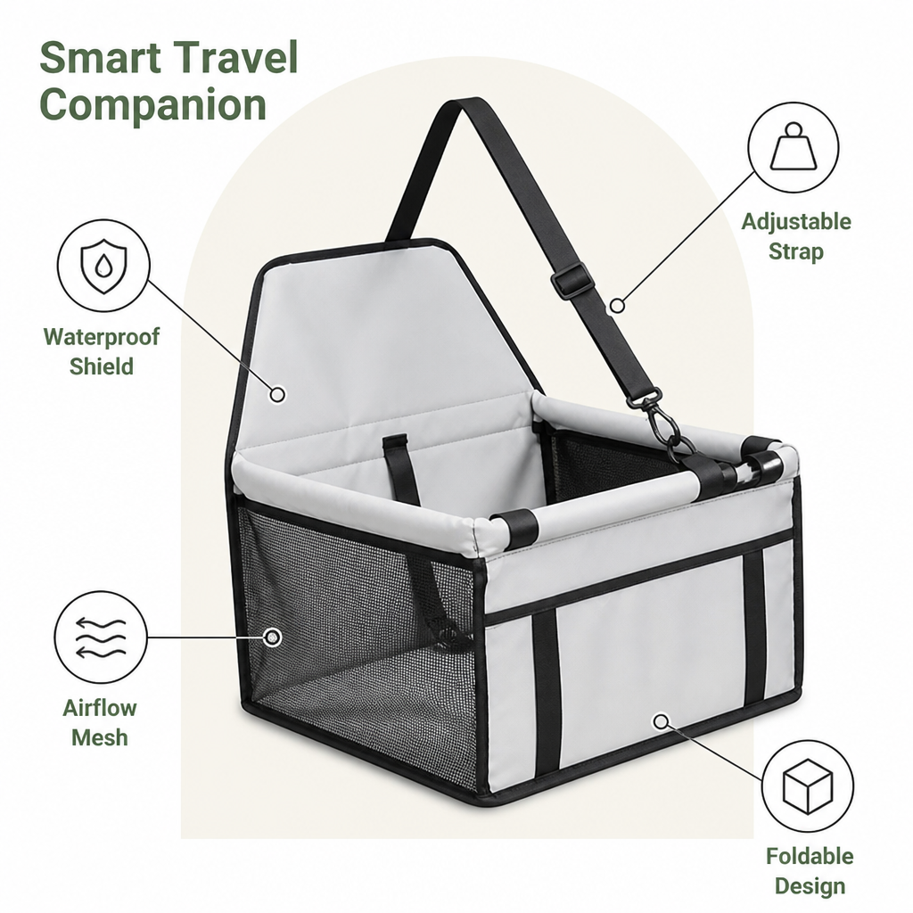 Ortekor 600D Oxford Waterproof Foldable Car Seat Carrier
