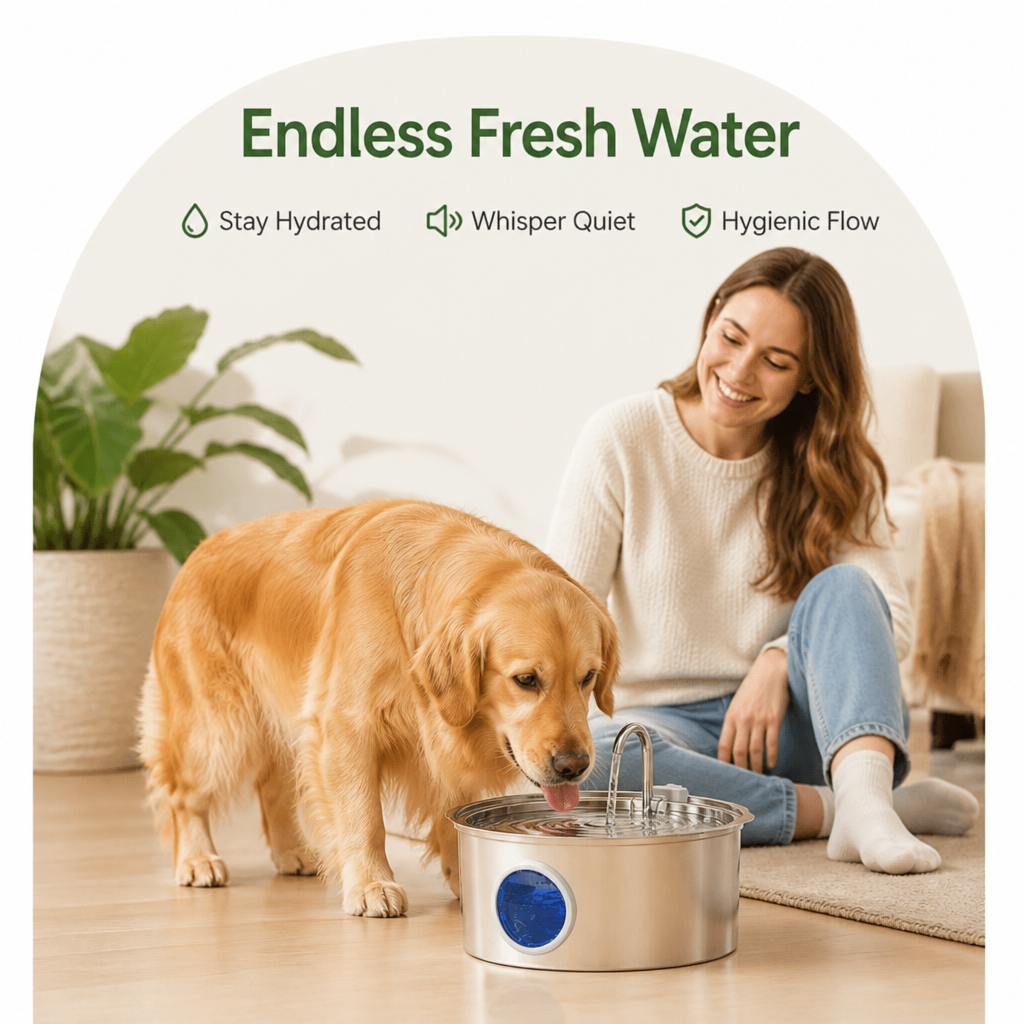 Ortekor 7L Stainless Steel & Filtered Pet Water Fountain