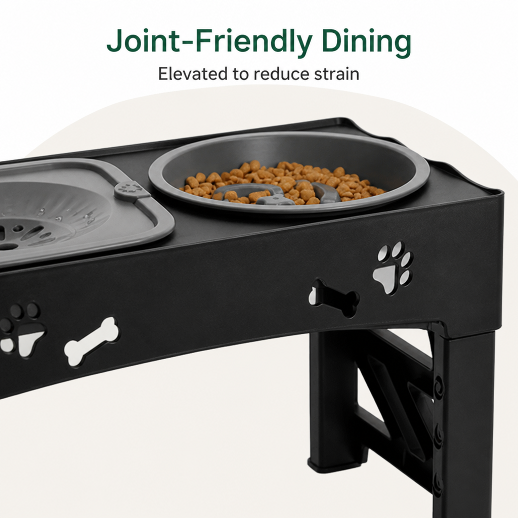 Ortekor Adjustable 5-Height Foldable Elevated Pet Feeder