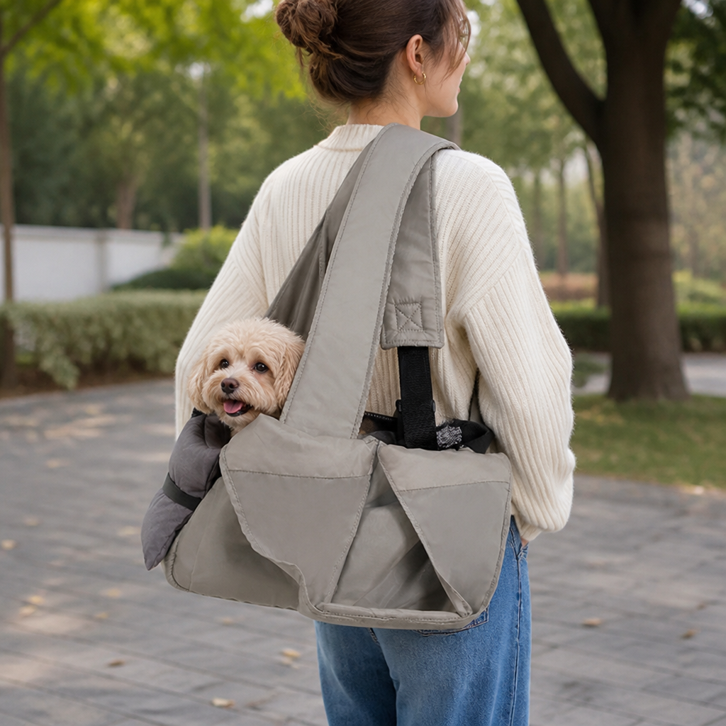 Ortekor Adjustable Crossbody & Hard-Bottom Pet Carrier