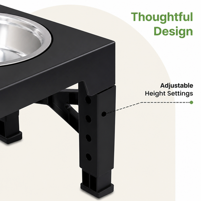 Ortekor Adjustable Elevated Double Stainless Steel Bowl Feeder