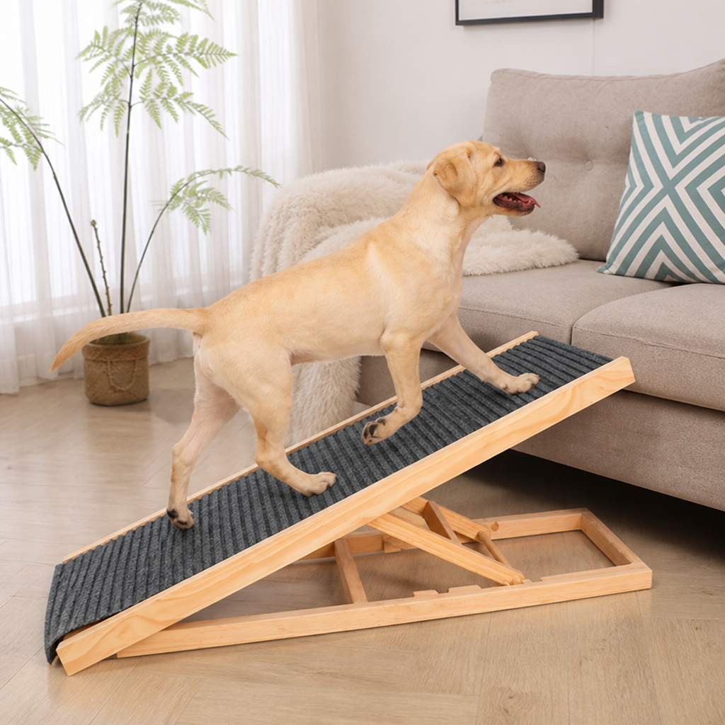 Ortekor Adjustable Height Foldable Wood Dog Ramp