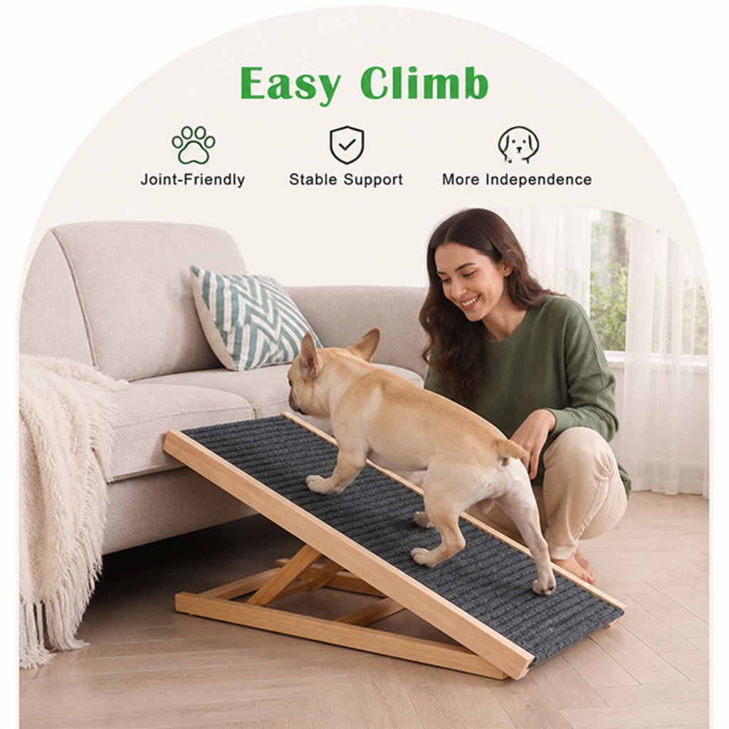Ortekor Adjustable Height Foldable Wood Dog Ramp