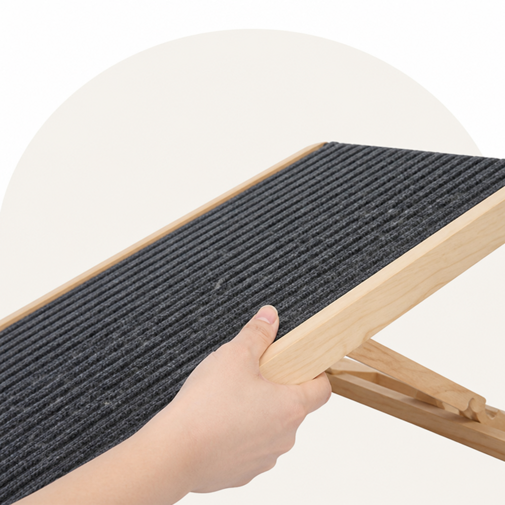 Ortekor Adjustable Height Foldable Wood Dog Ramp