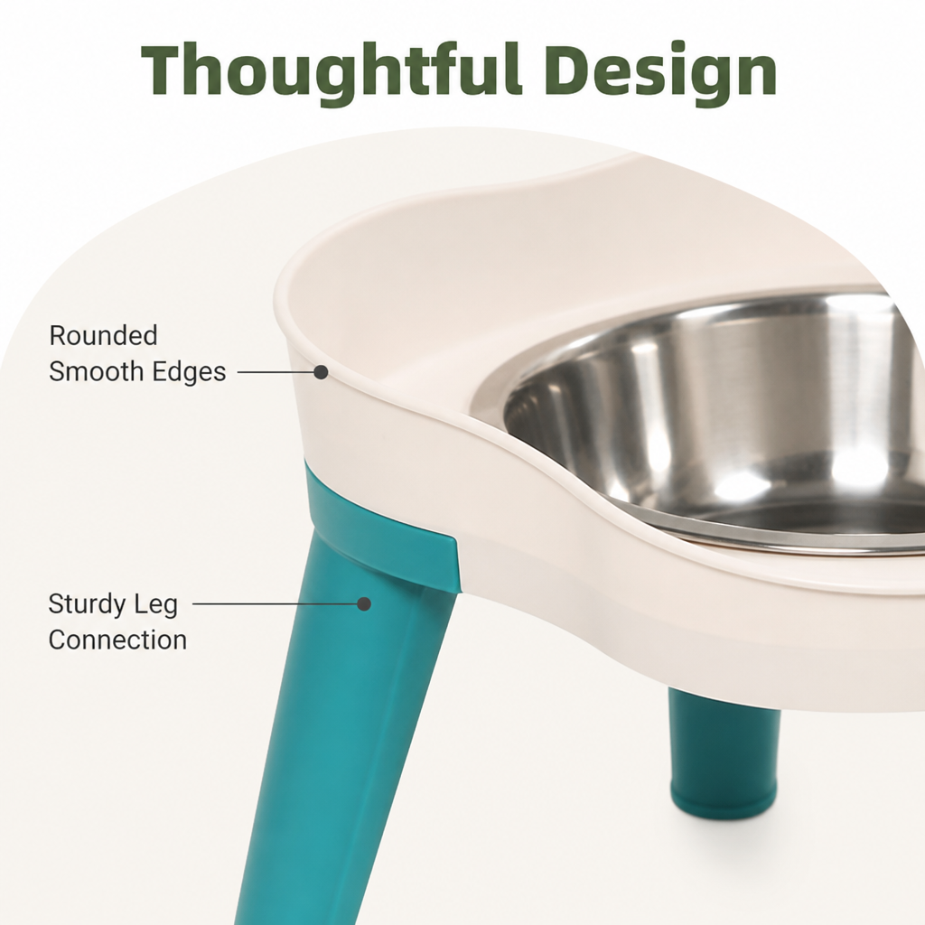 Ortekor Adjustable Height & Non-Slip Elevated Pet Feeder (Stainless Steel Bowls)