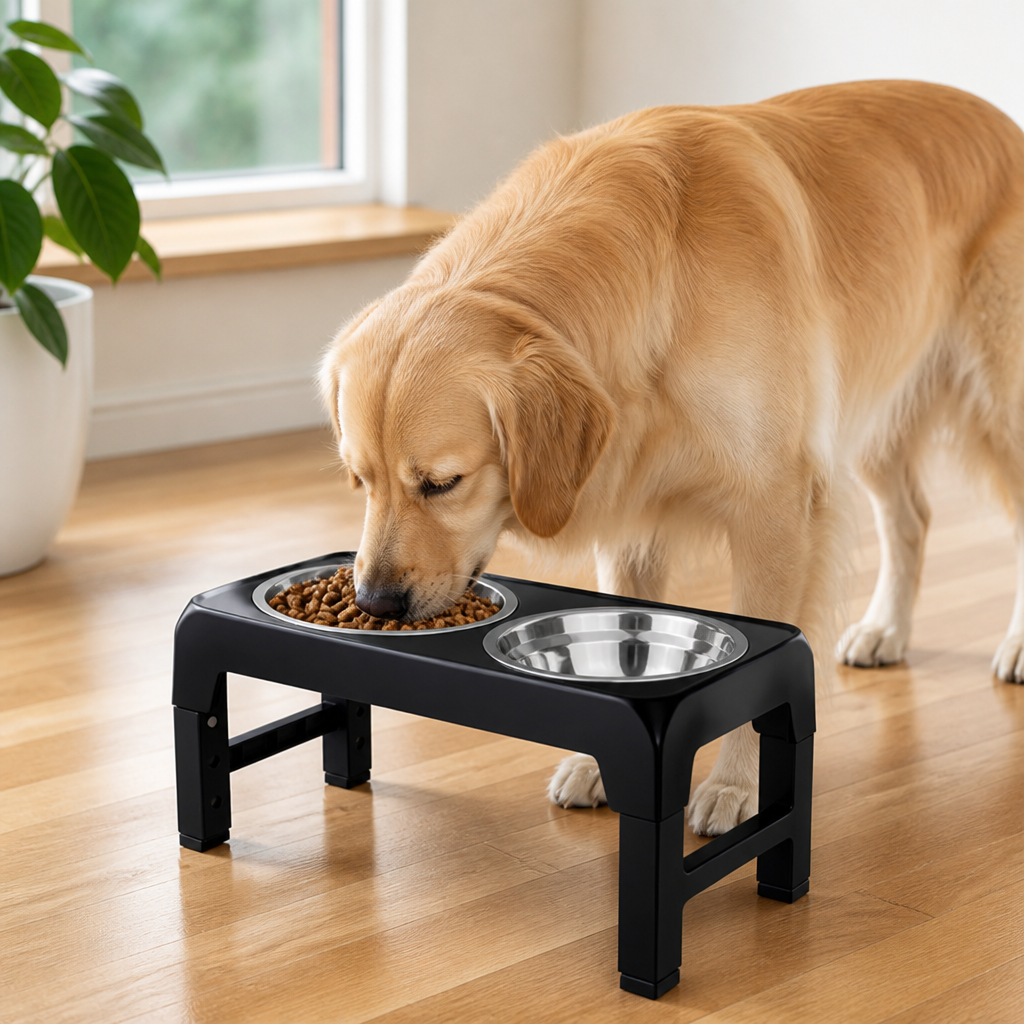 Ortekor Adjustable Height Stainless Steel Elevated Dog Feeder (Foldable)