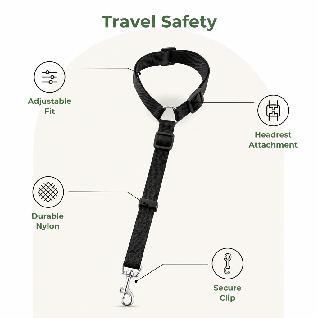 Ortekor Adjustable Nylon Headrest Pet Seat Belt