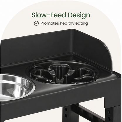 Ortekor Adjustable & Tilting Raised Dog Feeder (Stainless Steel Bowls)
