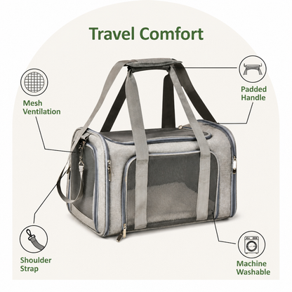 Transportadora para mascotas Ortekor, impermeable y transpirable, aprobada por aerolíneas (con almohadilla de forro polar extraíble)