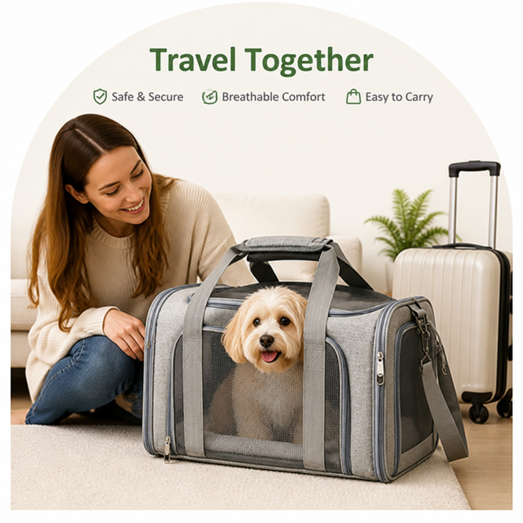 Transportadora para mascotas Ortekor, impermeable y transpirable, aprobada por aerolíneas (con almohadilla de forro polar extraíble)