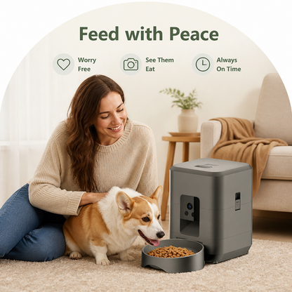 Ortekor App-Controlled Wi‑Fi Camera Automatic Pet Feeder (2L Capacity)