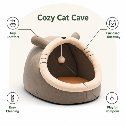 Ortekor Breathable High-Rebound & Detachable Washable Cat Cave Bed