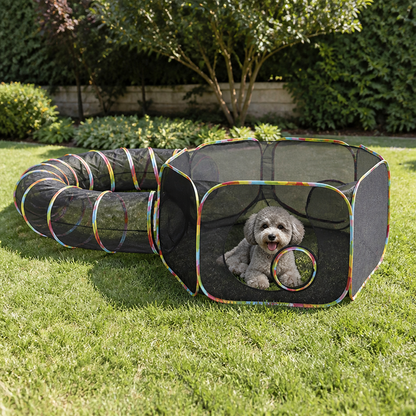 Ortekor Breathable Mesh & Waterproof Cat Playpen (Pop-Up Tent & Tunnel)