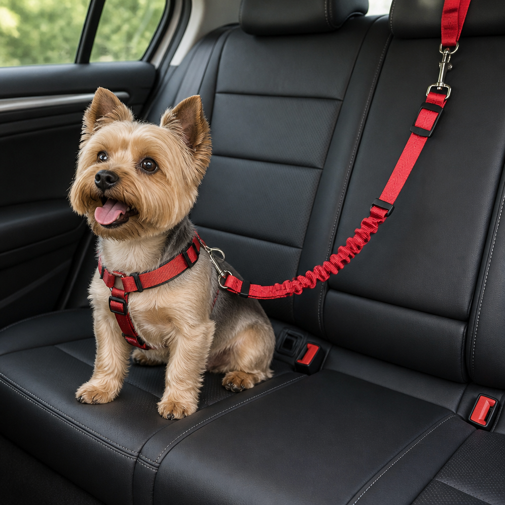 Ortekor Bungee Shock-Absorbing & Reflective Car Seat Leash (For Small-Medium Dogs)