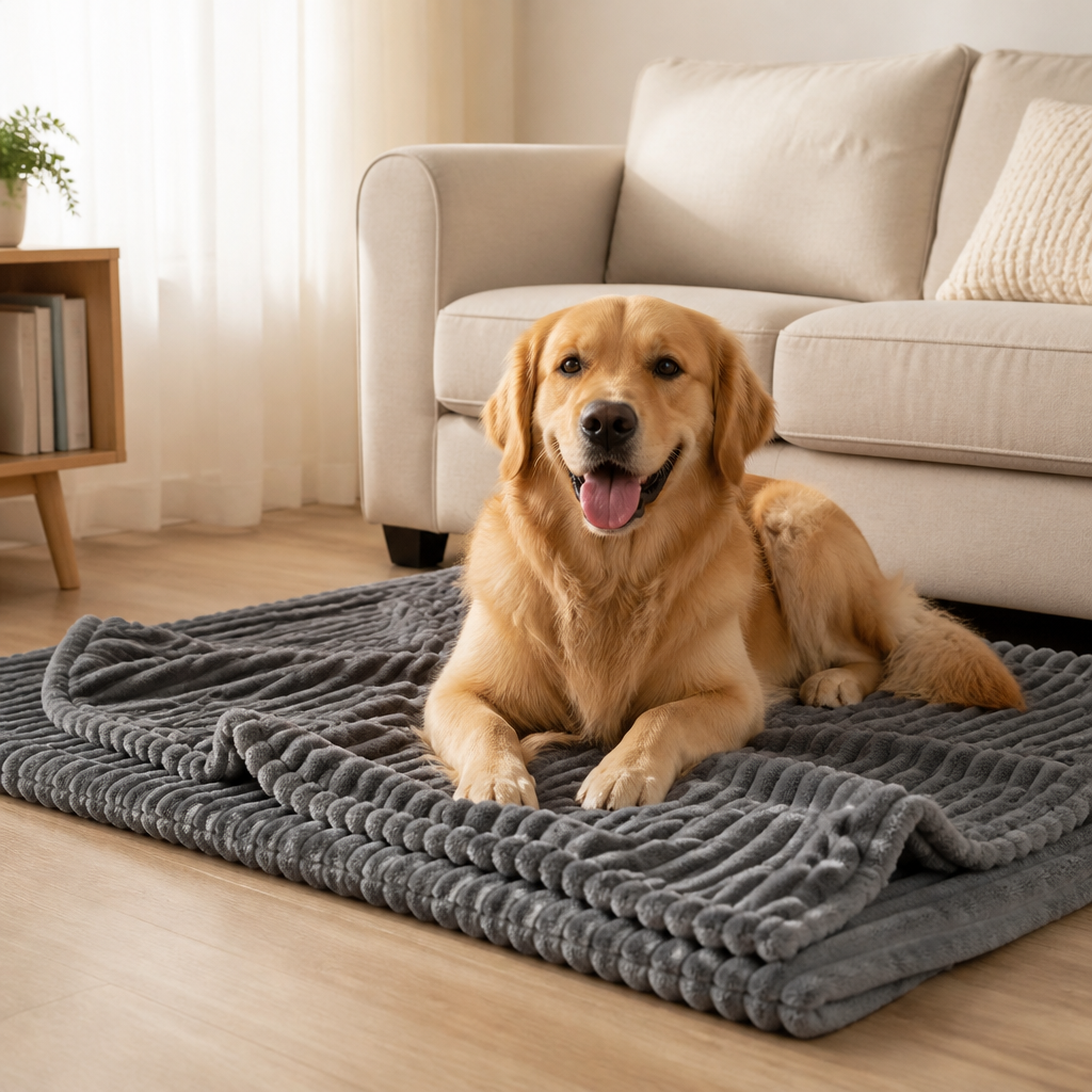 Ortekor Calming Coral Velvet & Machine Washable Pet Blanket