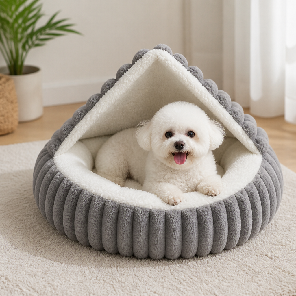 Cama para mascotas con capucha y base antideslizante Ortekor (para gatos y perros pequeños)