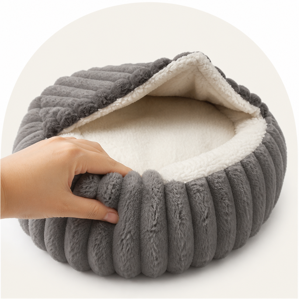 Cama para mascotas con capucha y base antideslizante Ortekor (para gatos y perros pequeños)