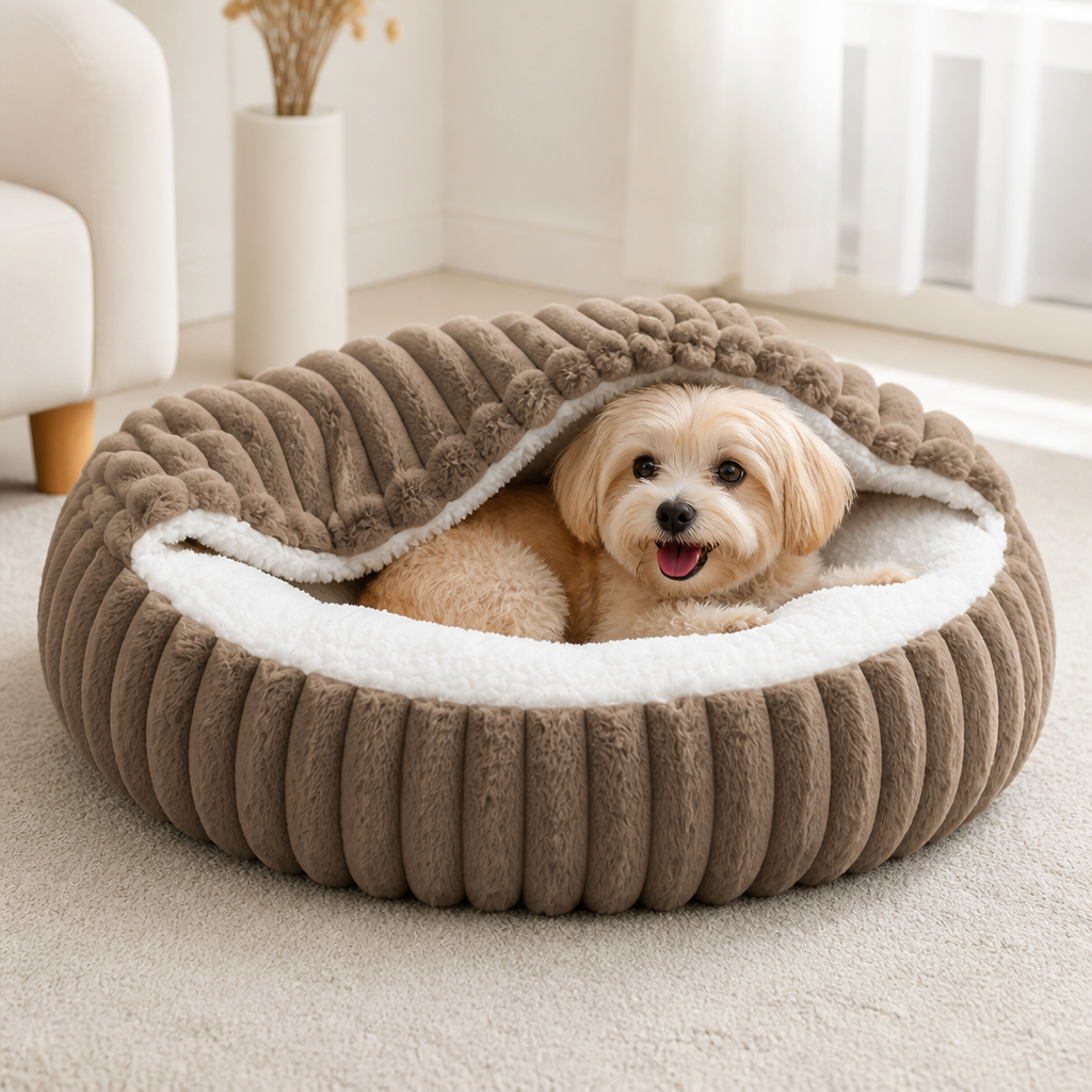 Cama para mascotas con capucha y base antideslizante Ortekor (para gatos y perros pequeños)