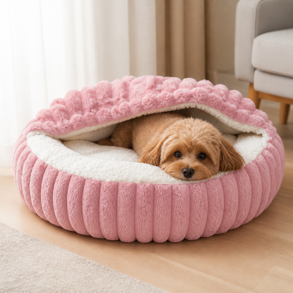 Cama para mascotas con capucha y base antideslizante Ortekor (para gatos y perros pequeños)