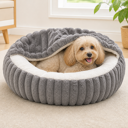 Cama para mascotas con capucha y base antideslizante Ortekor (para gatos y perros pequeños)
