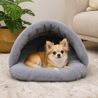 Ortekor Calming Plush Fleece Pet Cave Bed