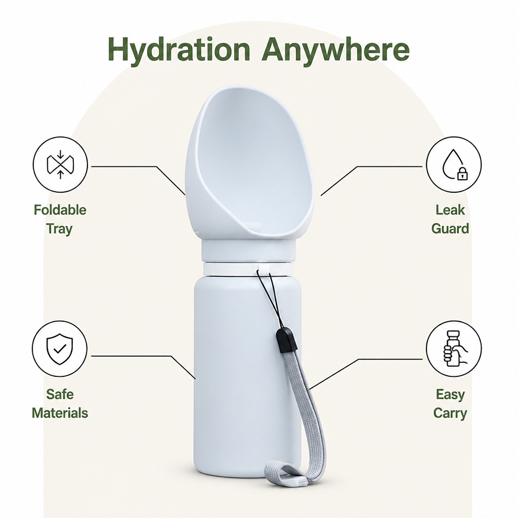 Ortekor Collapsible & Leak-Proof Travel Water Bottle (Built-In Drinking Tray)