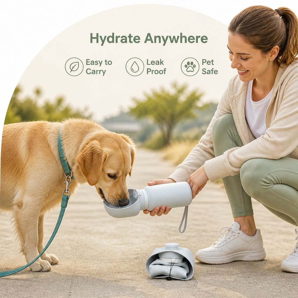 Ortekor Collapsible & Leak-Proof Travel Water Bottle (Built-In Drinking Tray)