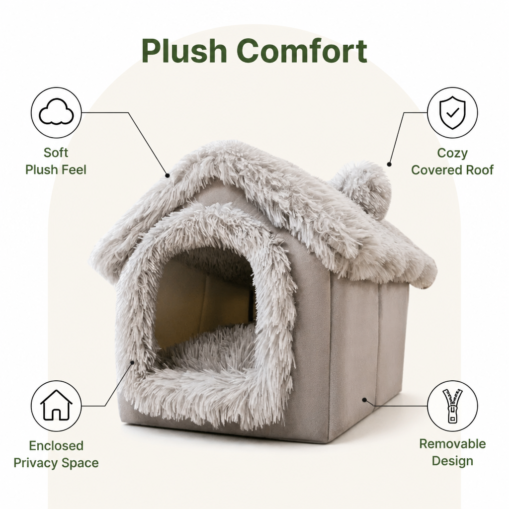Cama tipo cueva para perros Ortekor de terciopelo coral y algodón PP (cojín extraíble)