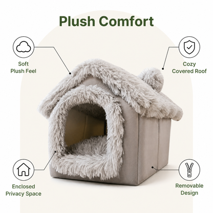 Cama tipo cueva para perros Ortekor de terciopelo coral y algodón PP (cojín extraíble)