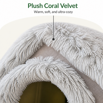 Cama tipo cueva para perros Ortekor de terciopelo coral y algodón PP (cojín extraíble)