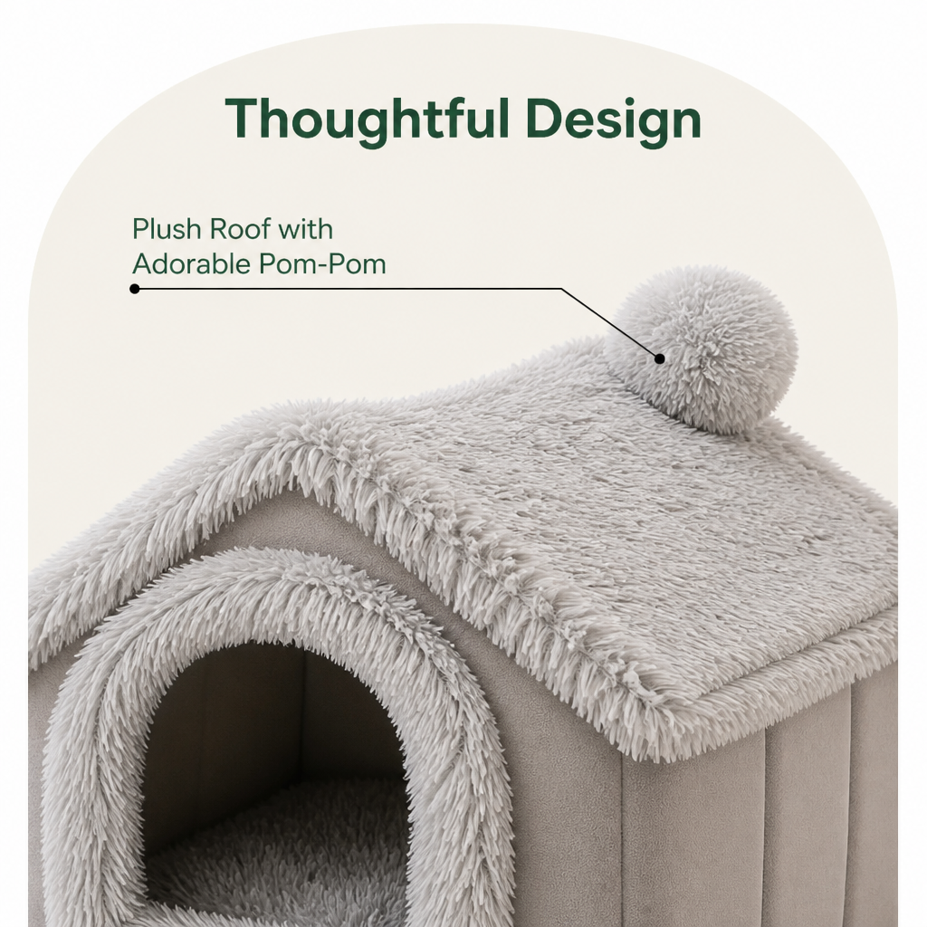 Cama tipo cueva para perros Ortekor de terciopelo coral y algodón PP (cojín extraíble)