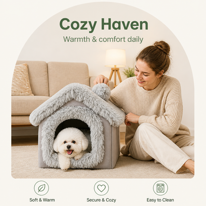 Cama tipo cueva para perros Ortekor de terciopelo coral y algodón PP (cojín extraíble)