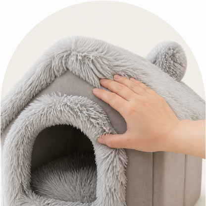 Cama tipo cueva para perros Ortekor de terciopelo coral y algodón PP (cojín extraíble)